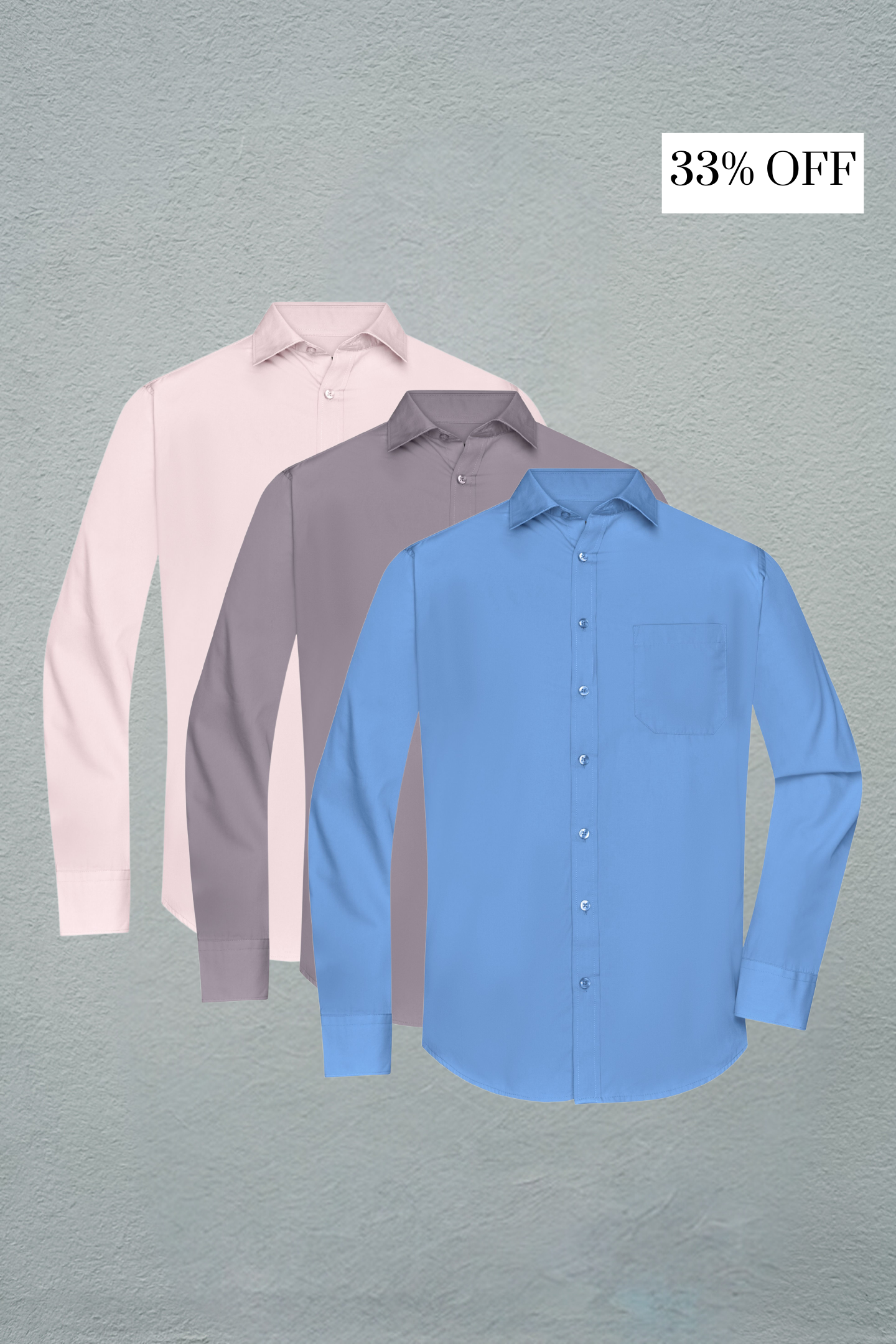 Expert Long Sleeve Poplin Shirt 3-Pack (Light-Pink &amp; Steel &amp; Aqua)