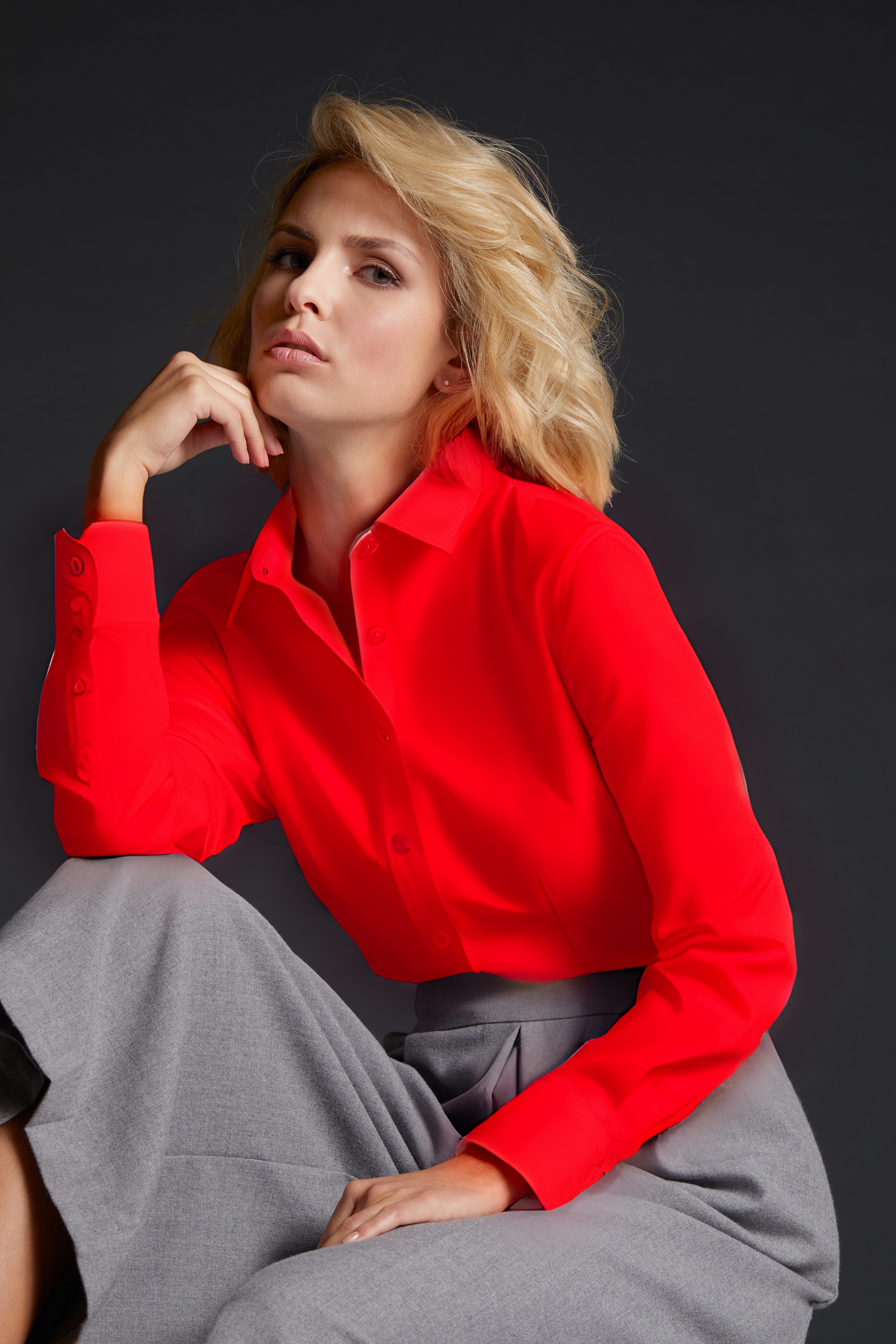 Women Poplin Blouse long-sleeve