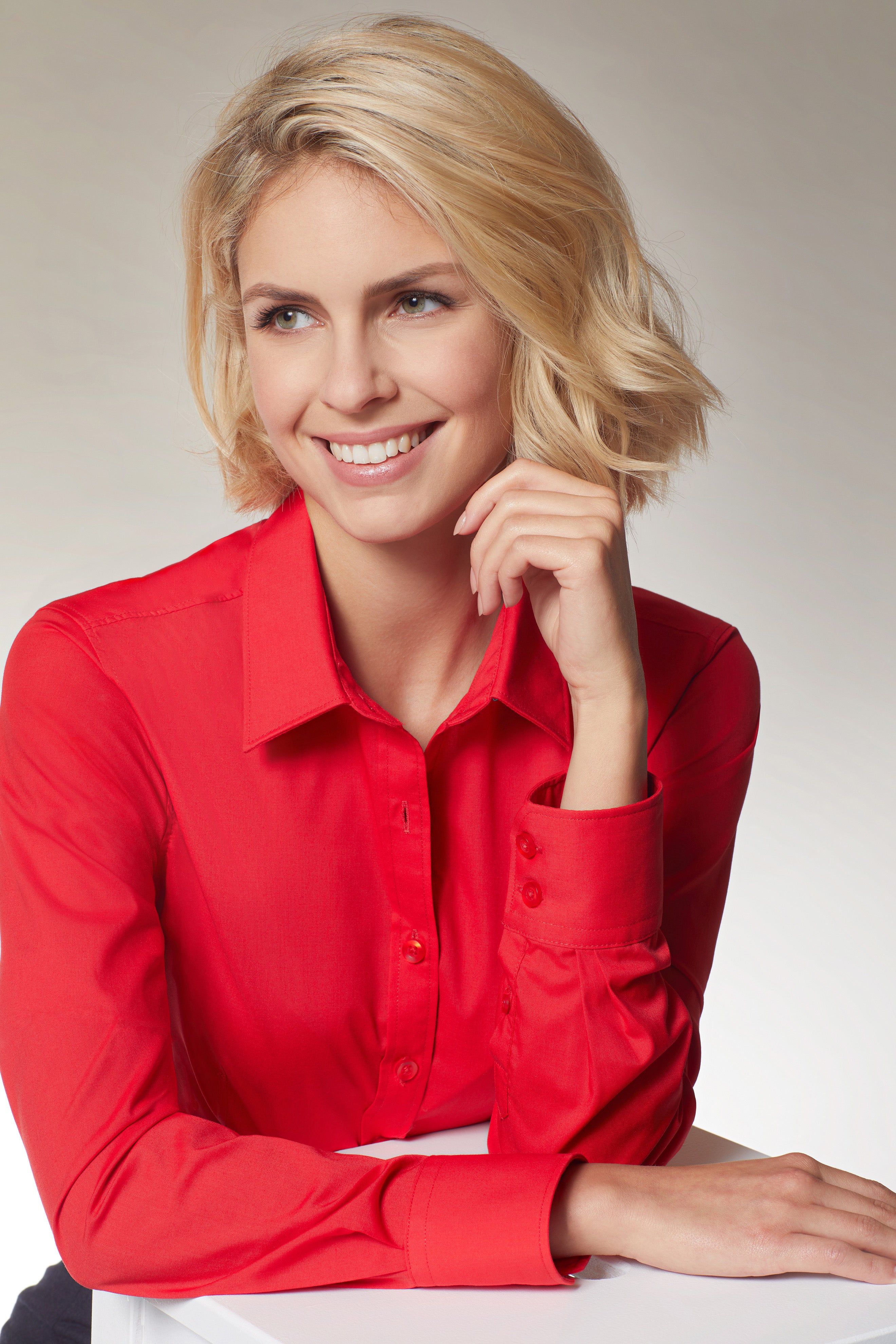 Women Poplin Blouse long-sleeve