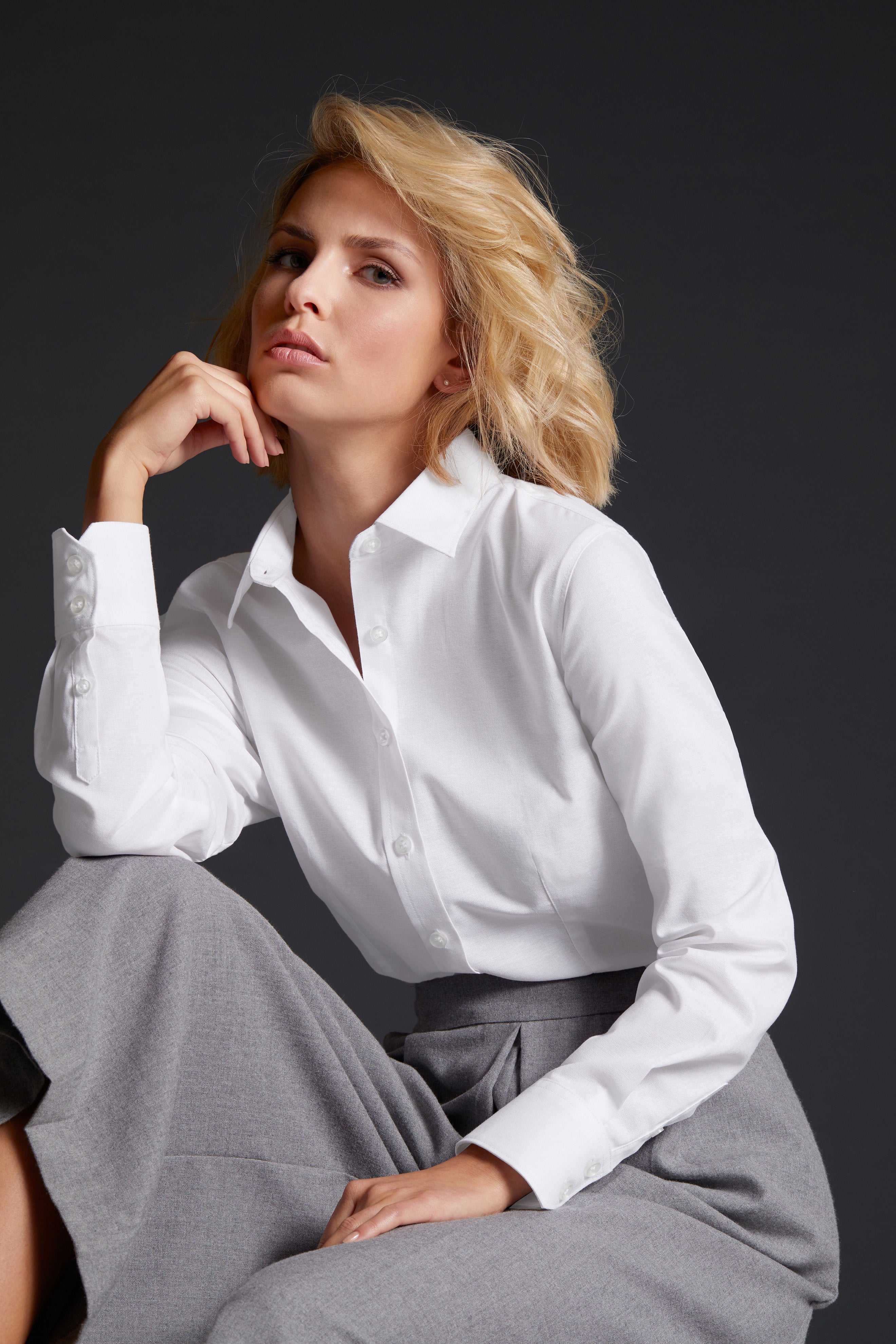 Women Poplin Blouse long-sleeve