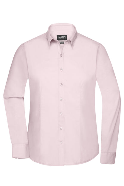 Dames poplin blouse met lange mouwen