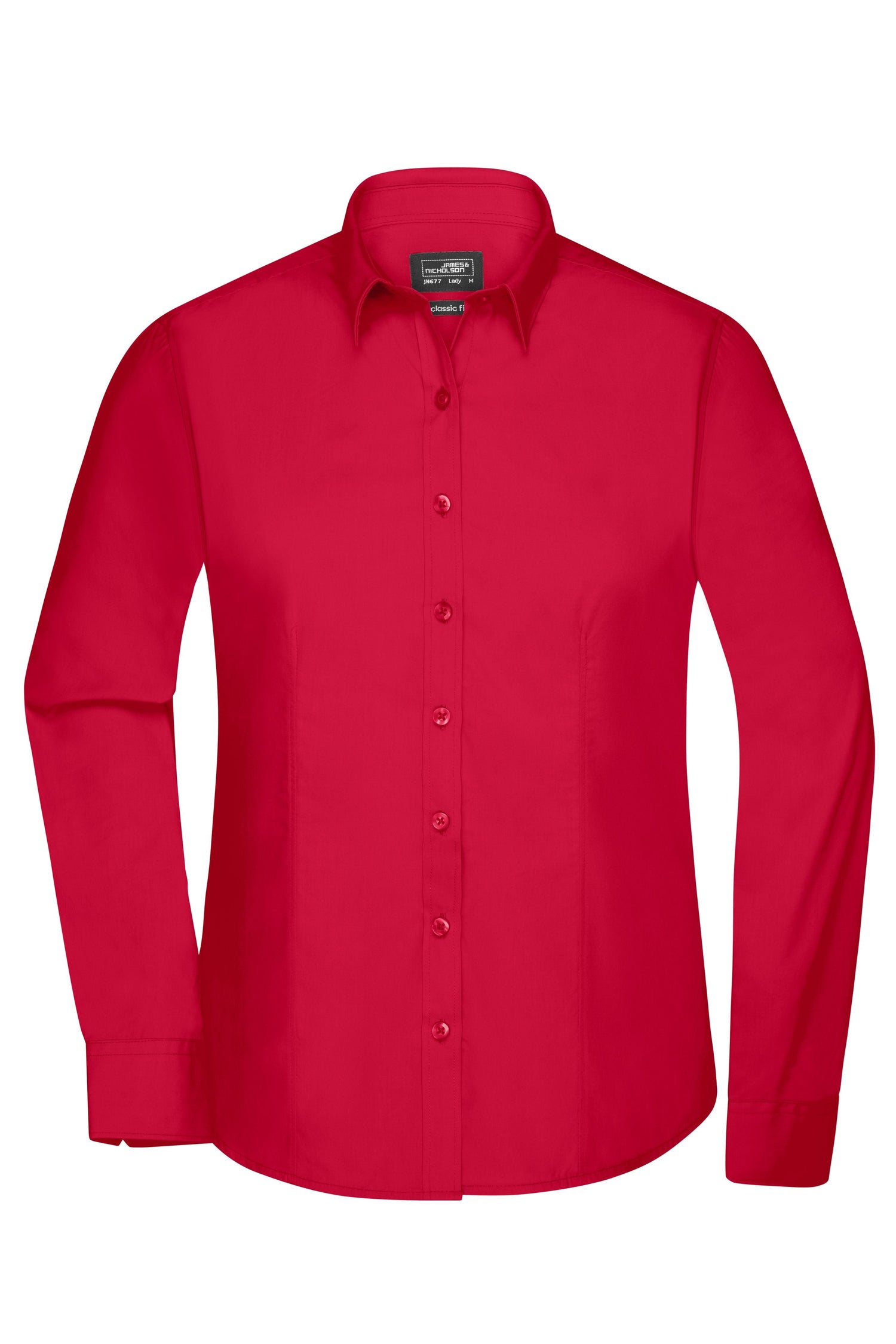 Damen Popeline Bluse Langarm (Tomatenrot)