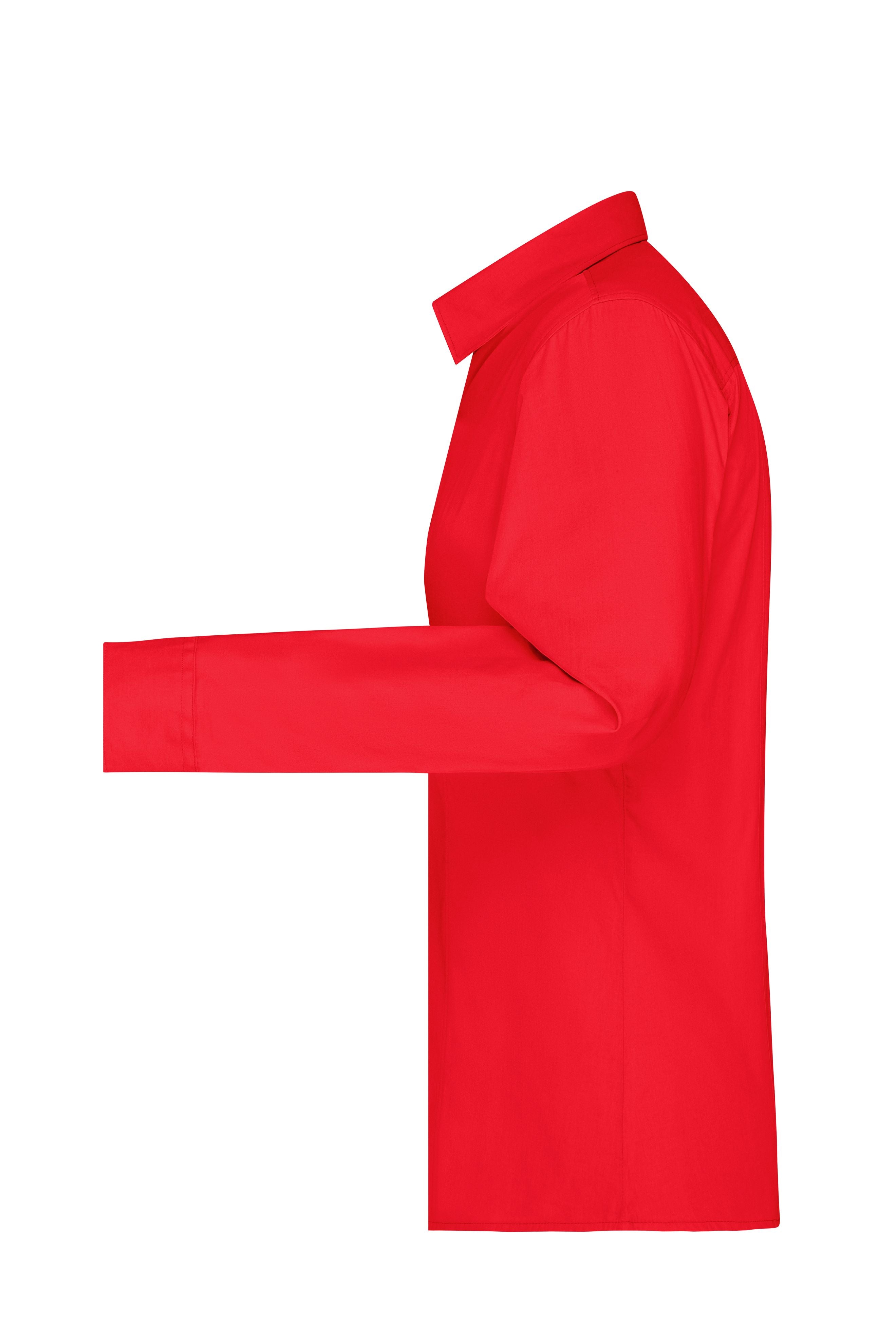 Dames Poplin Blouse lange mouw (Tomatenrood)