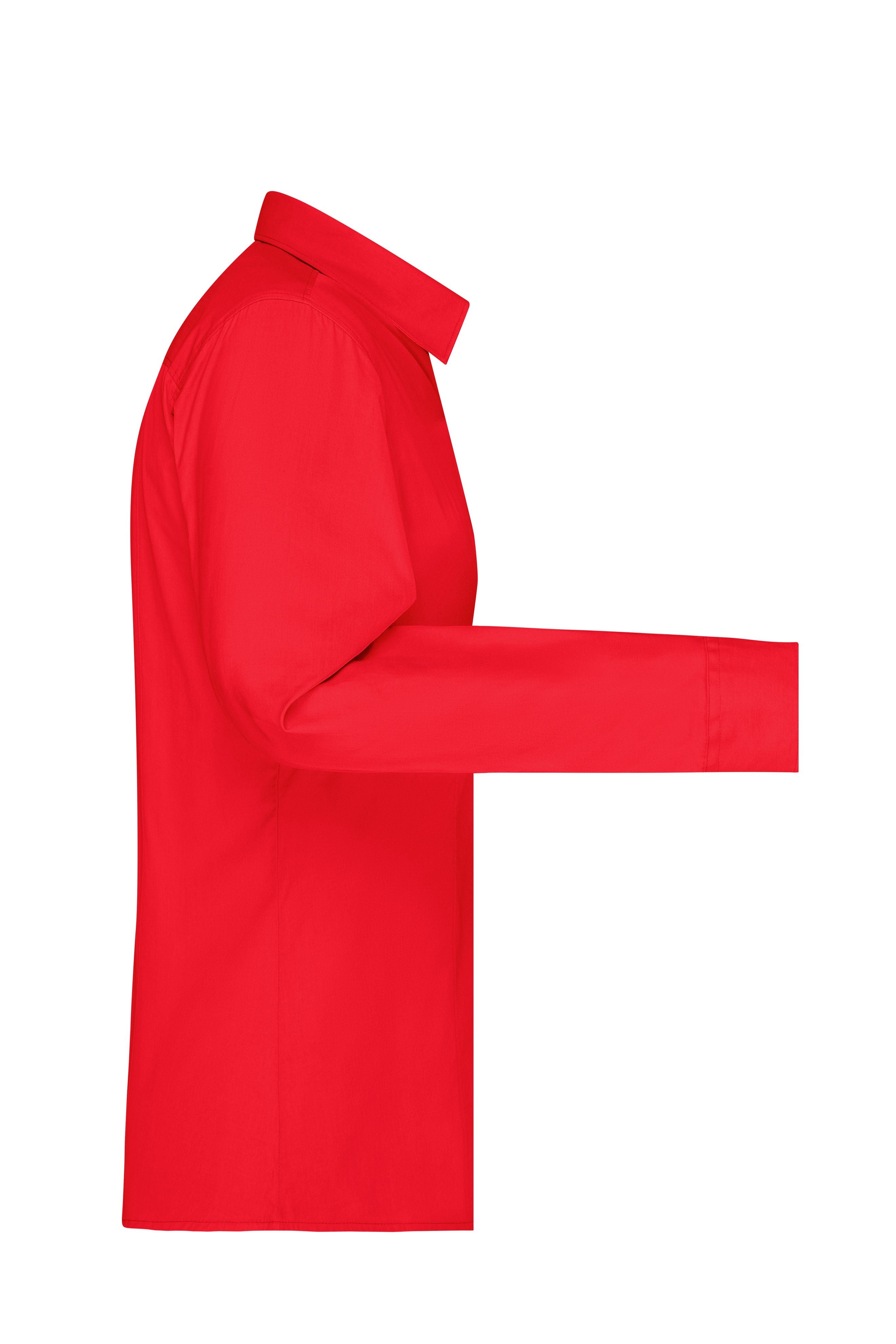 Dames Poplin Blouse lange mouw (Rood)