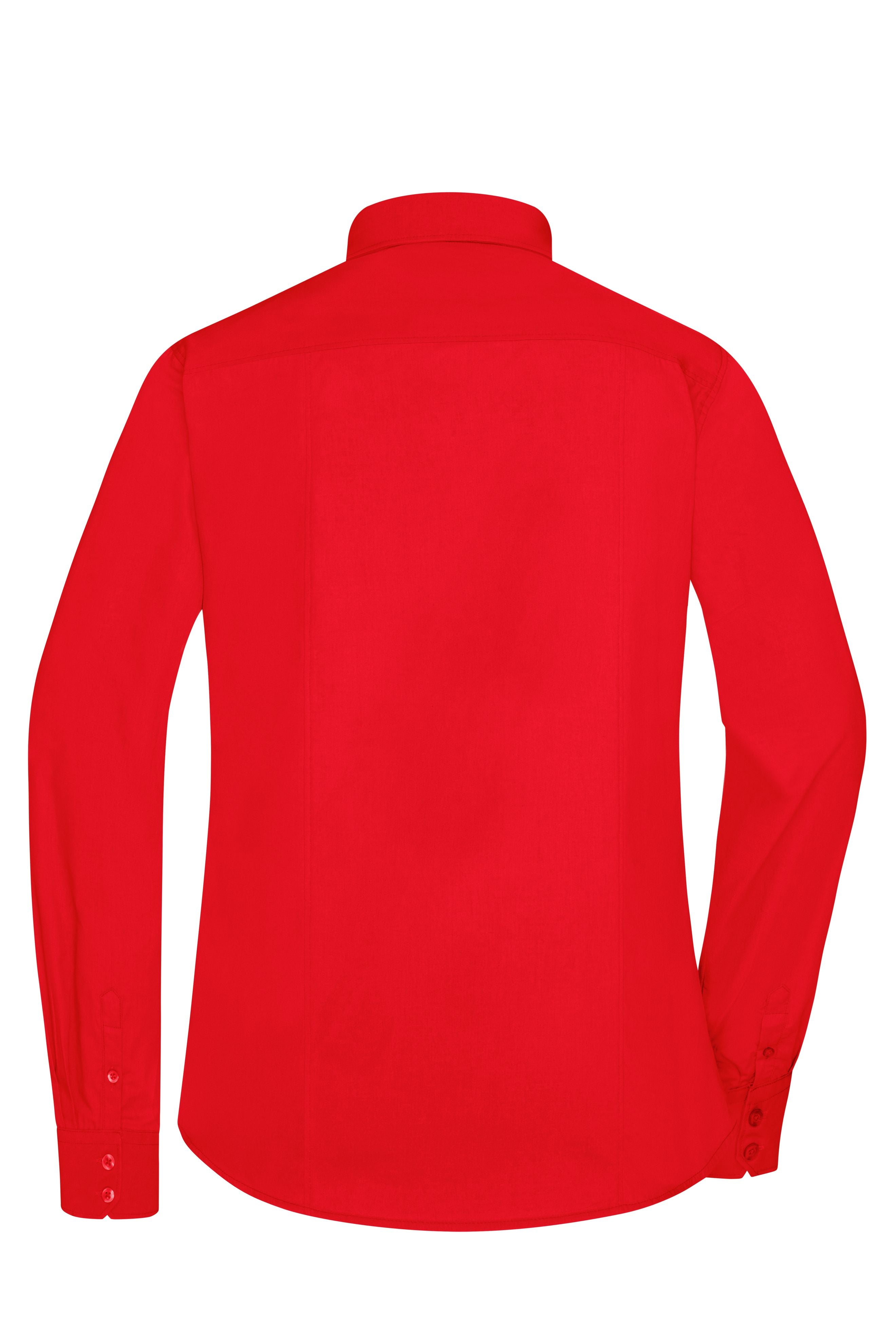 Dames Poplin Blouse lange mouw (Rood)