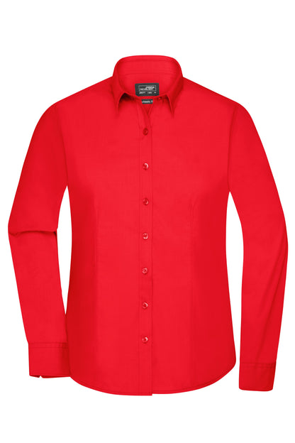 Dames poplin blouse lange mouw (wit)