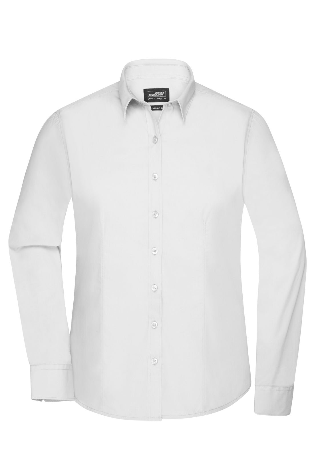 Dames poplin blouse lange mouw (wit)