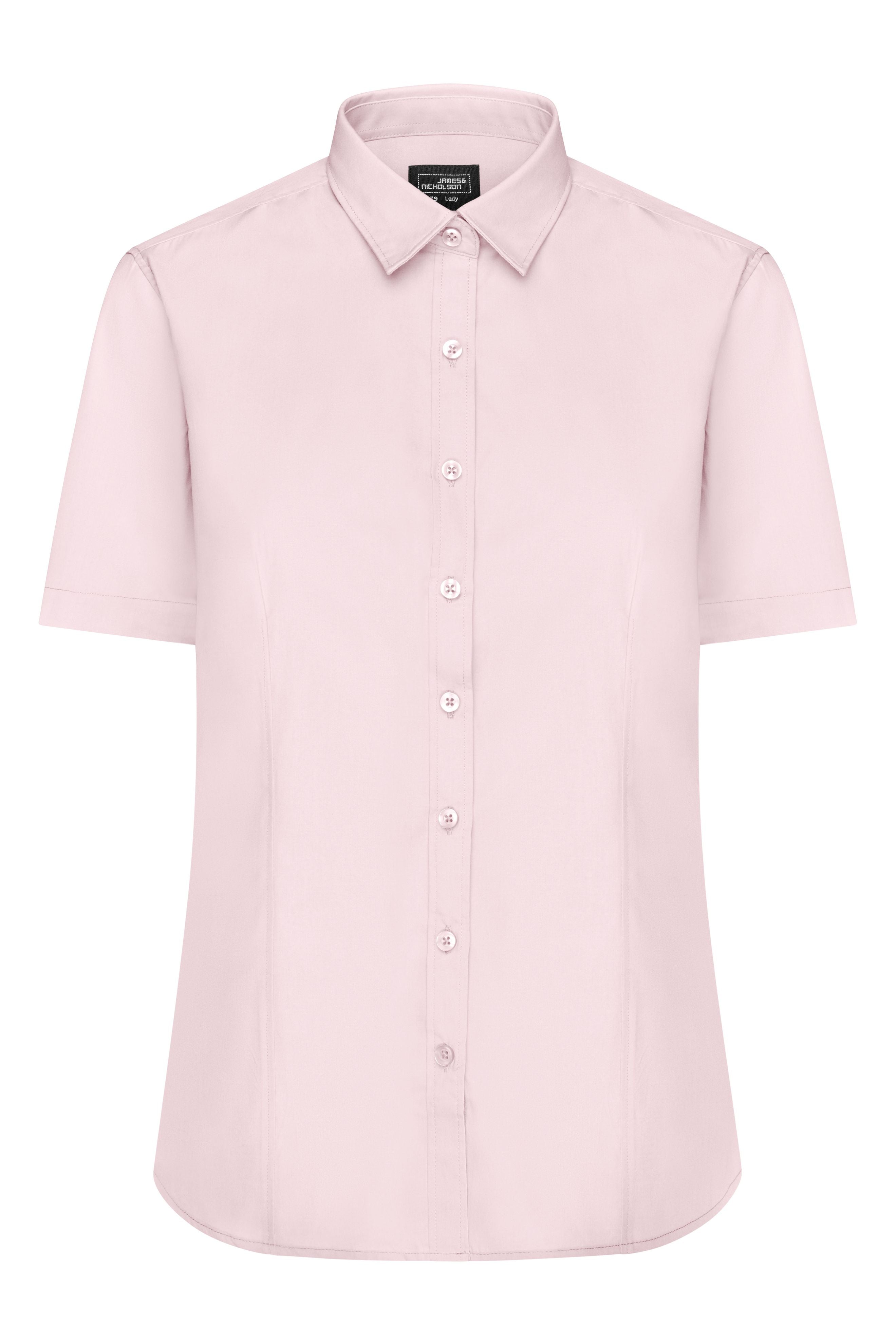 Dames poplin blouse met korte mouwen