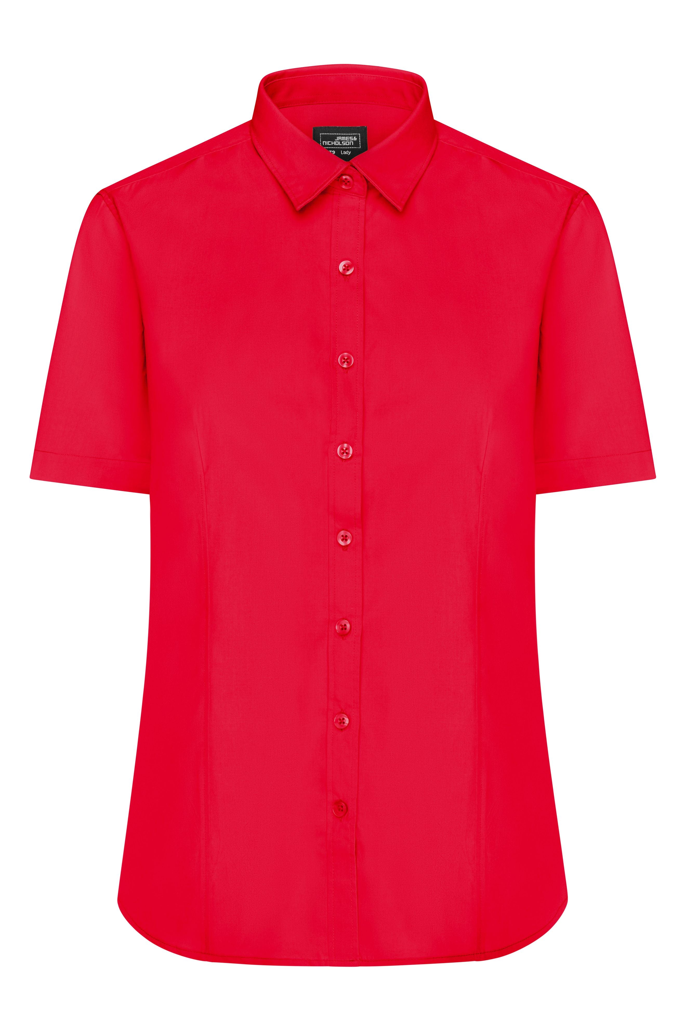 Dames poplin blouse met korte mouwen