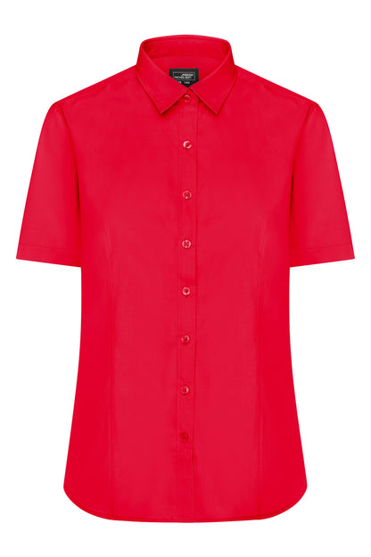 Dames poplin blouse met korte mouwen