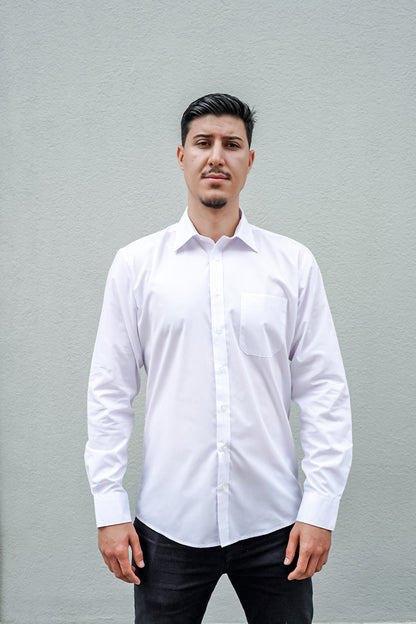 Essential Long Sleeve Poplin Shirt 3-Pack (Black &amp; White &amp; Navy)